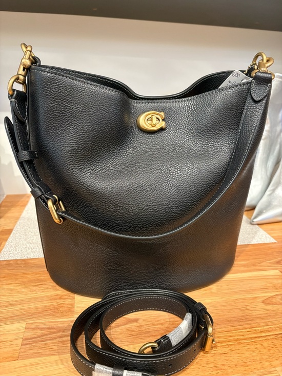 Coach Handbags - Coach Willow Black Pebbled Leather Bucket Shoulder Bag CW624